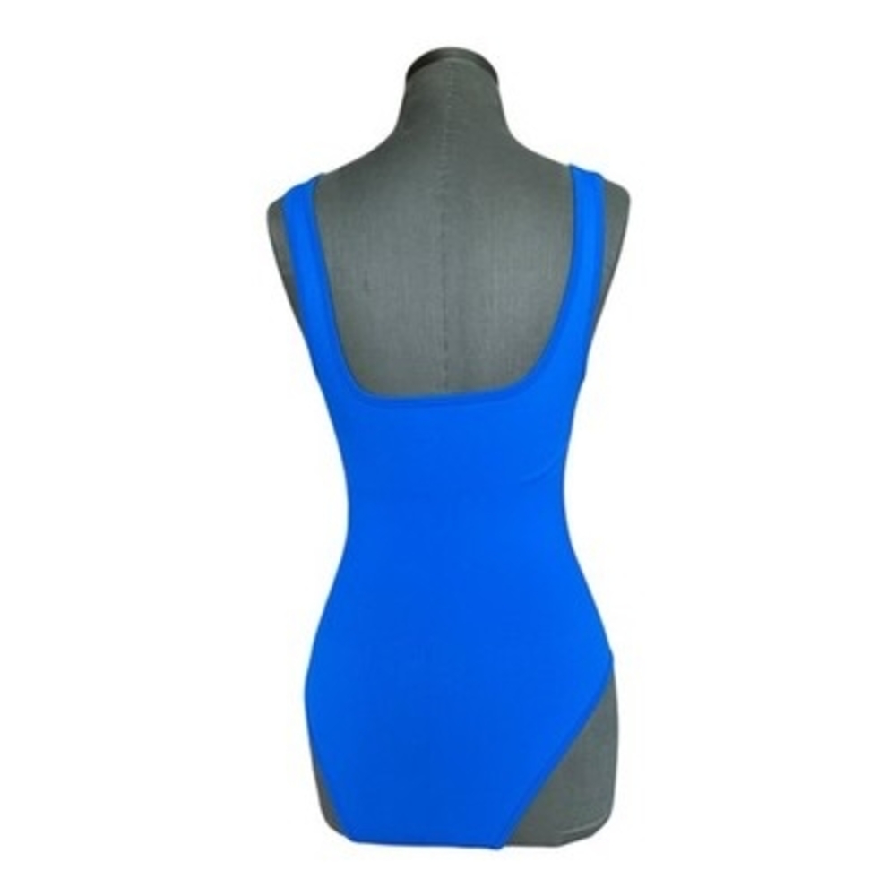 OQQ Vibrant Blue Ribbed Sleeveless Tank Bodysuit Womens Size S Stretch EXCellent - Picture 5 of 6